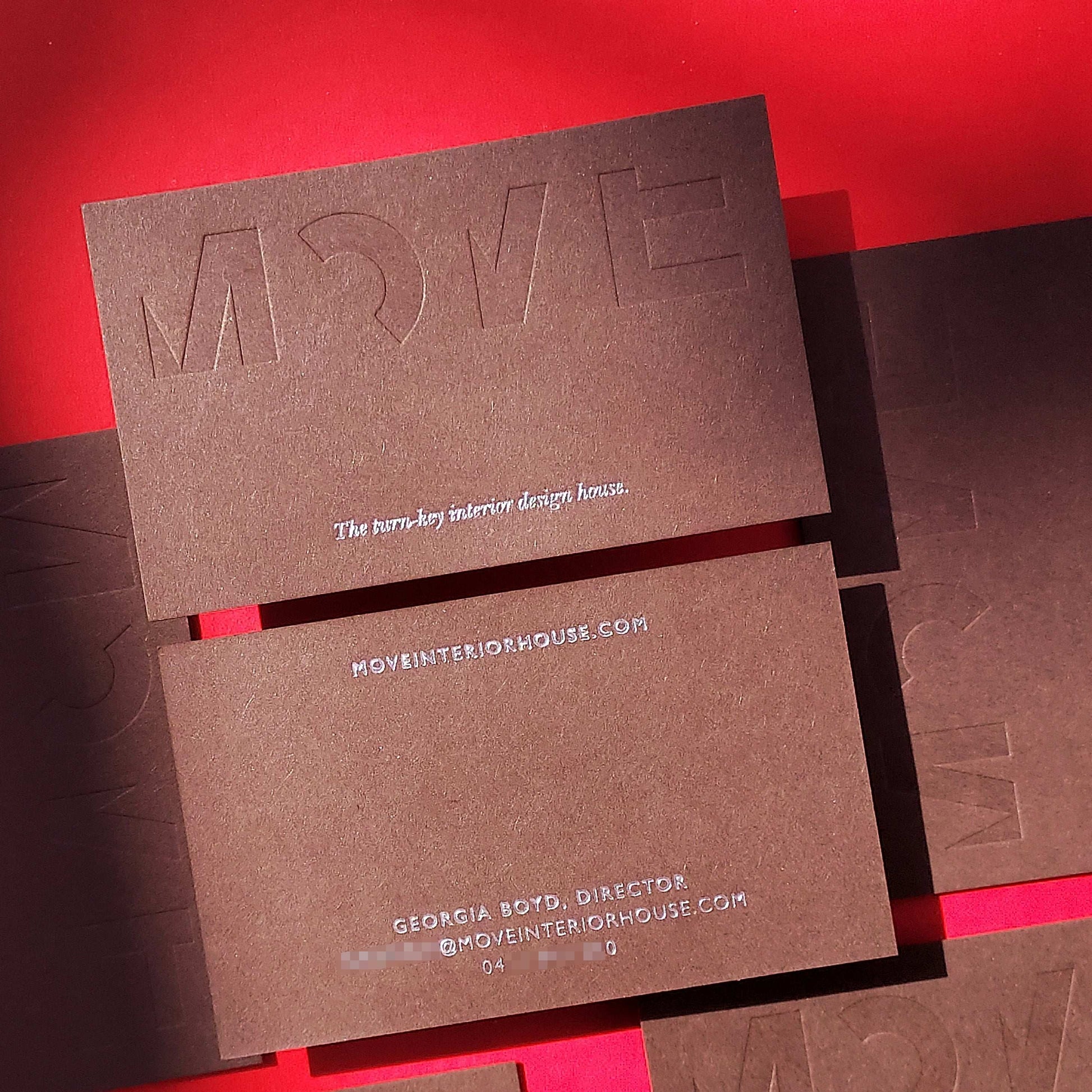 Stylish custom brown business card for standout creative professionals.