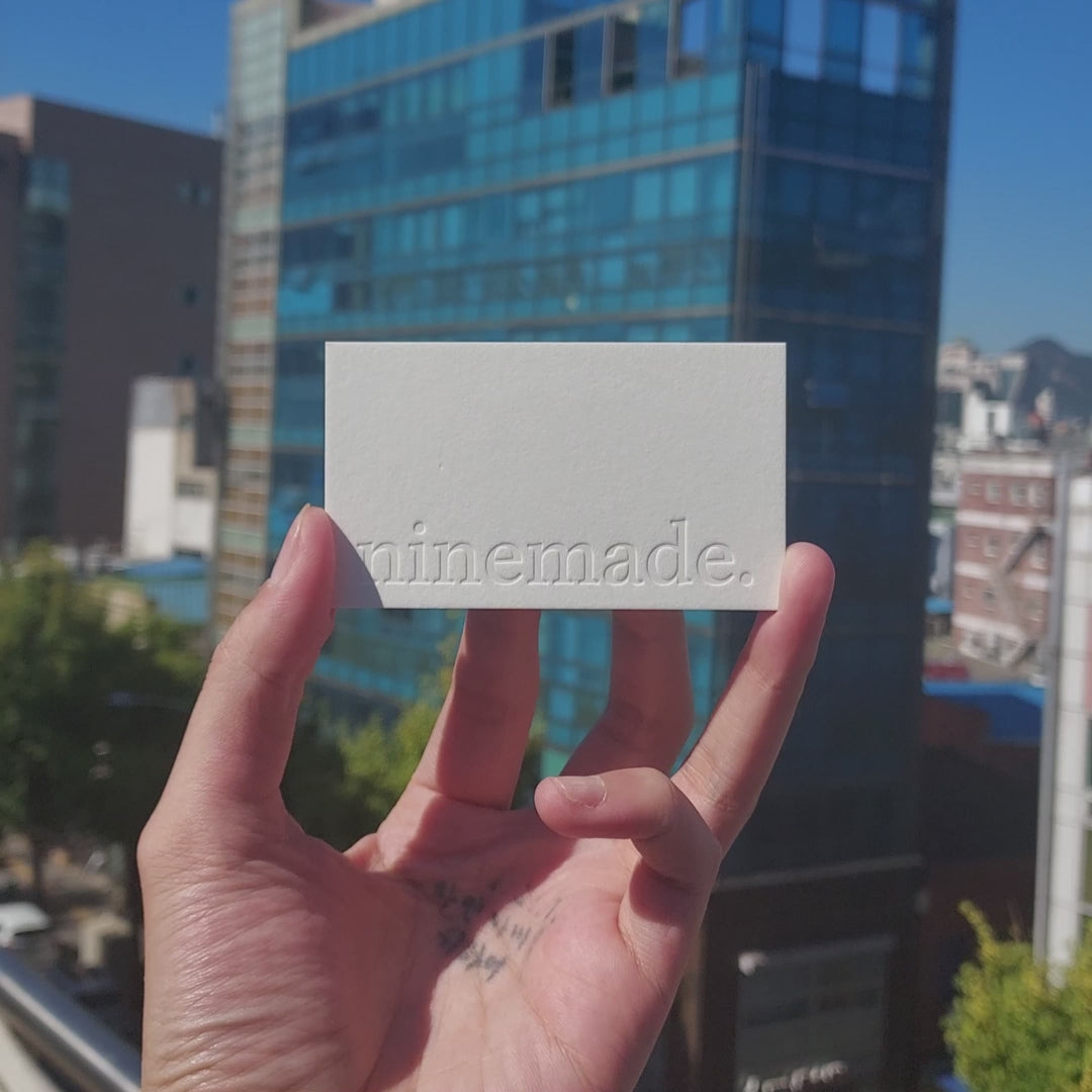 Debossed card made with care and premium materials