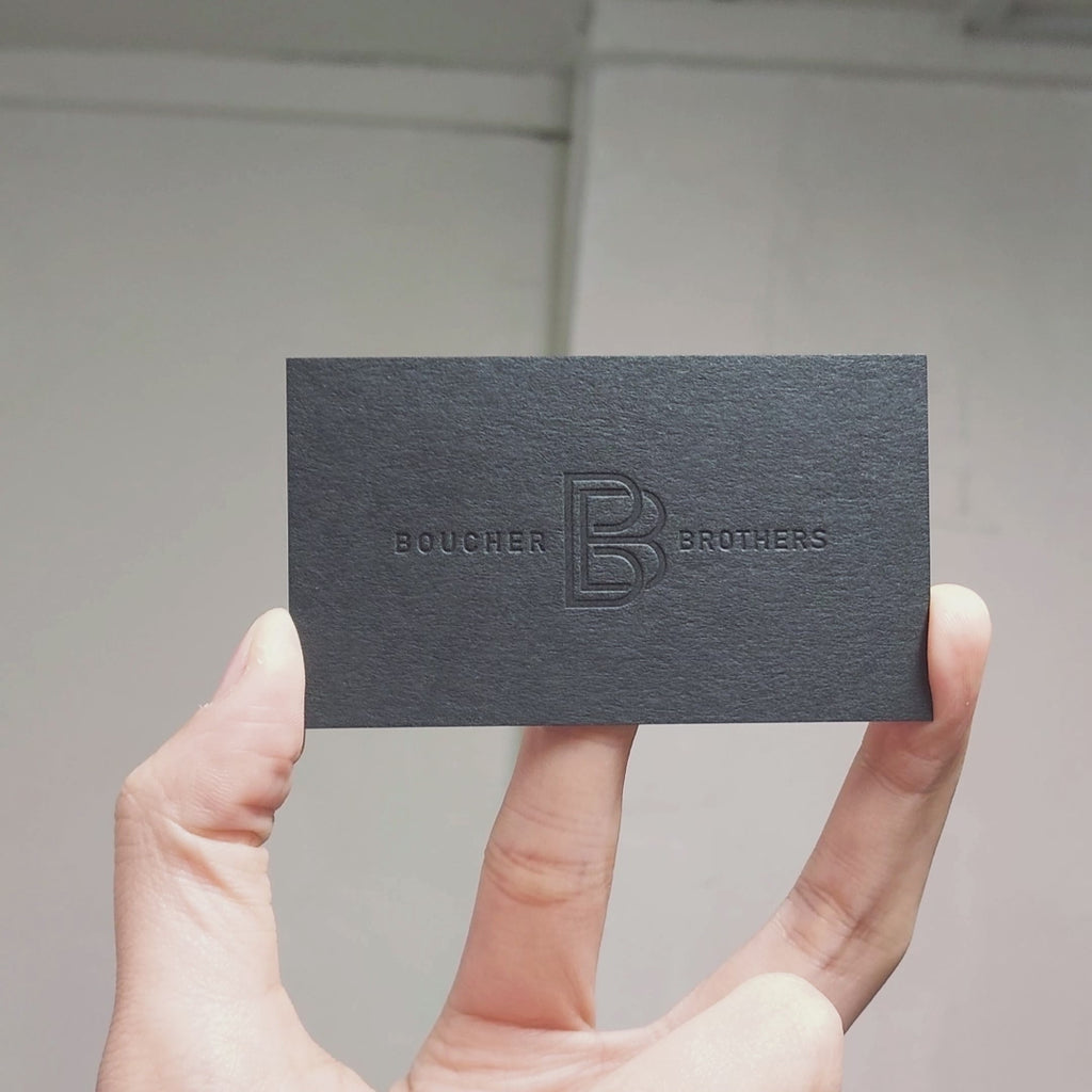 Black Business Cards - 38pt - Blind Deboss & White foil