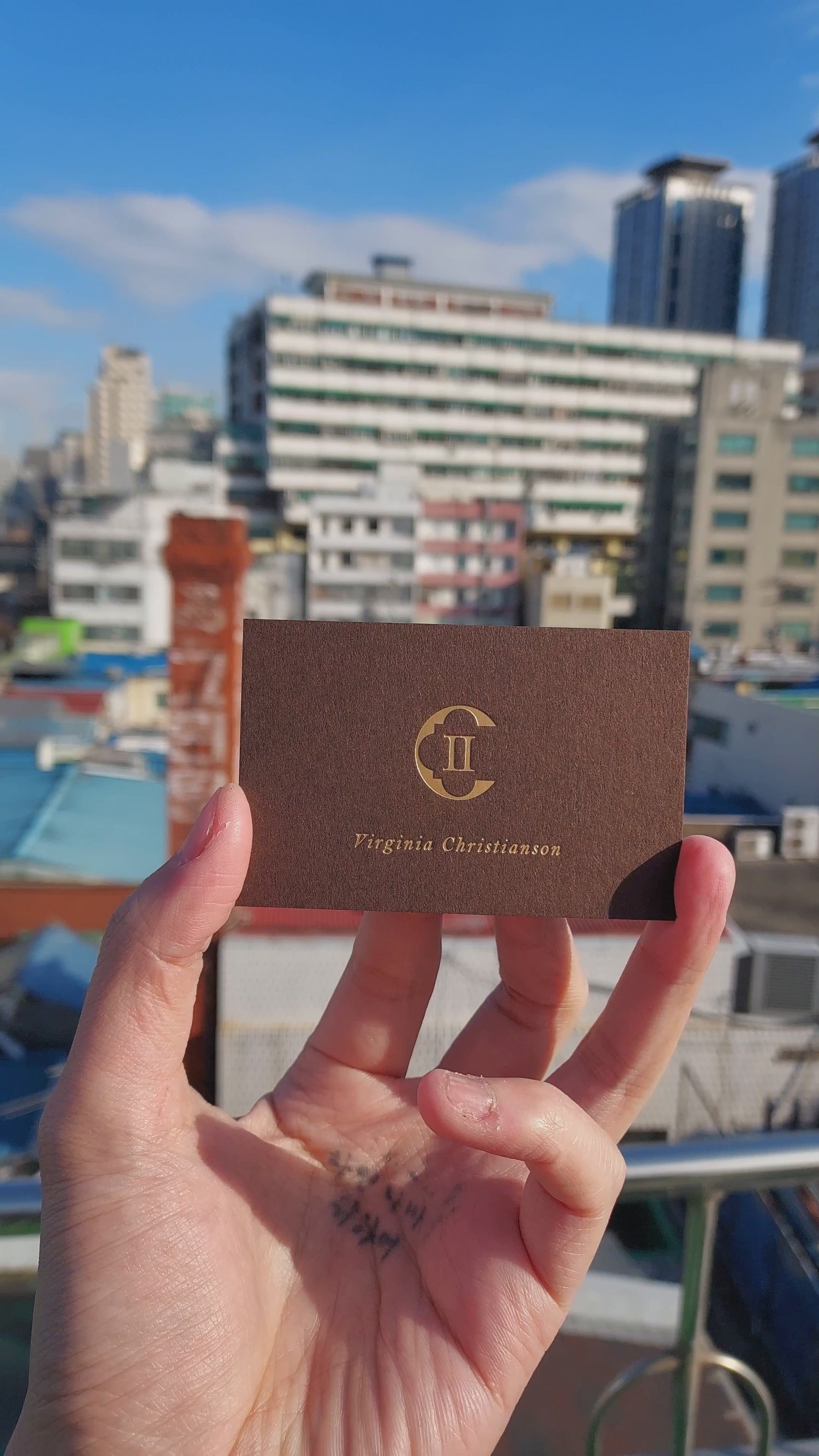 Luxurious gold foil card with fast production and heavy brown paper.