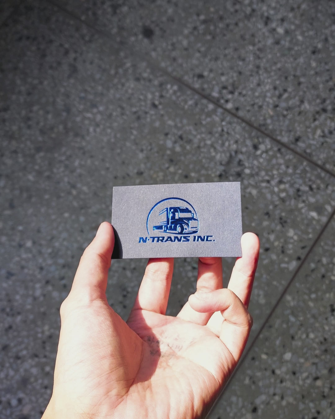 Luxury print blue card with blue foil and fast delivery.