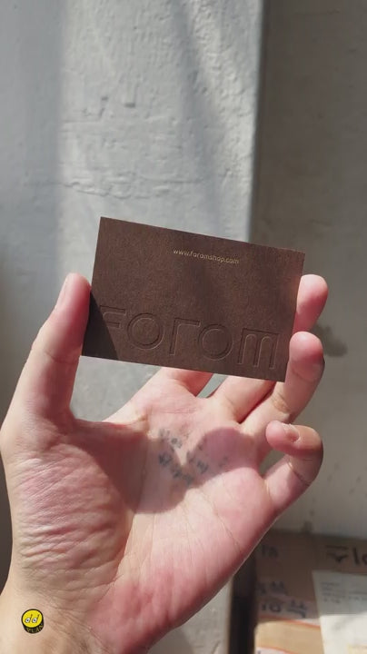 Order Brown premium business cards – thick 30pt (540gsm) Colorplan stock, deboss, gold foil | OddPlanPrint