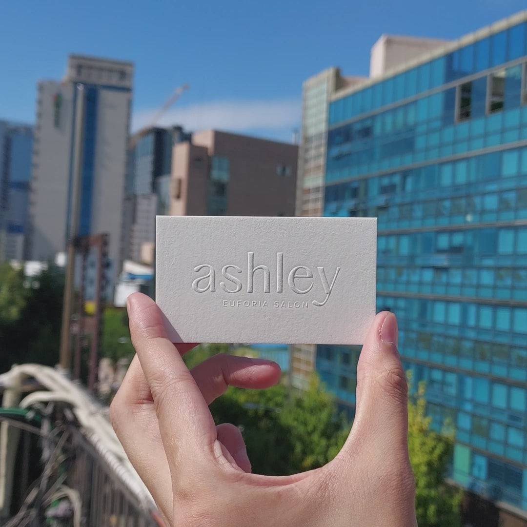 Embossed card reflecting artisanal craftsmanship and uniqueness