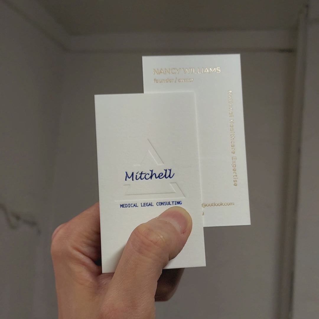 Cotton logo card with deep foil
