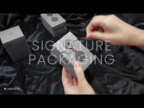 Signature minimalist packaging for luxury business cards created by OddPlanPrint